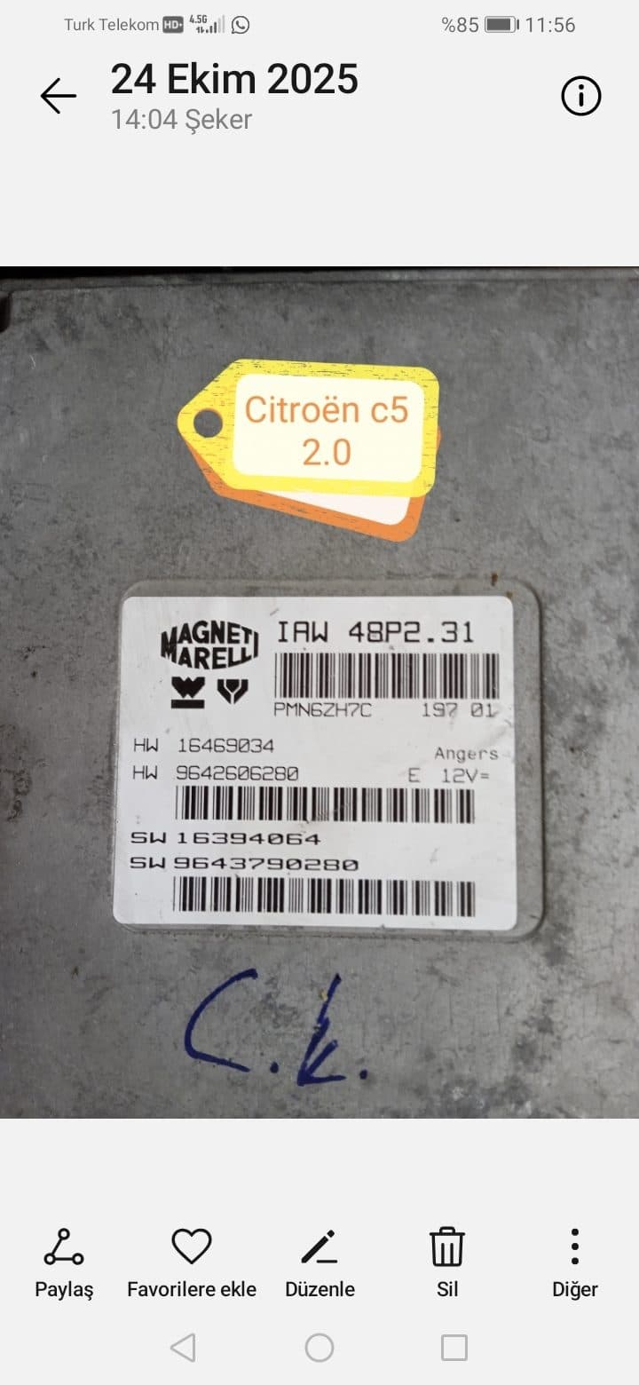 IAW 48P2 31 9642606280 9643790280 CITROEN PEUGEOT MOTOR BEYNİ - IAW48P2 72 - Görsel 1
