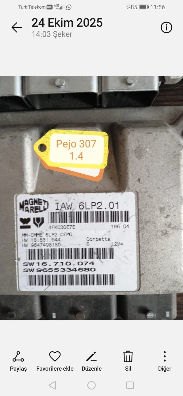 IAW 6LP2 01 9647498180 9655334680 PEUGEOT MOTOR BEYNİ - ıaw 6lp2 01 9647498180 9655334680 - Görsel 1