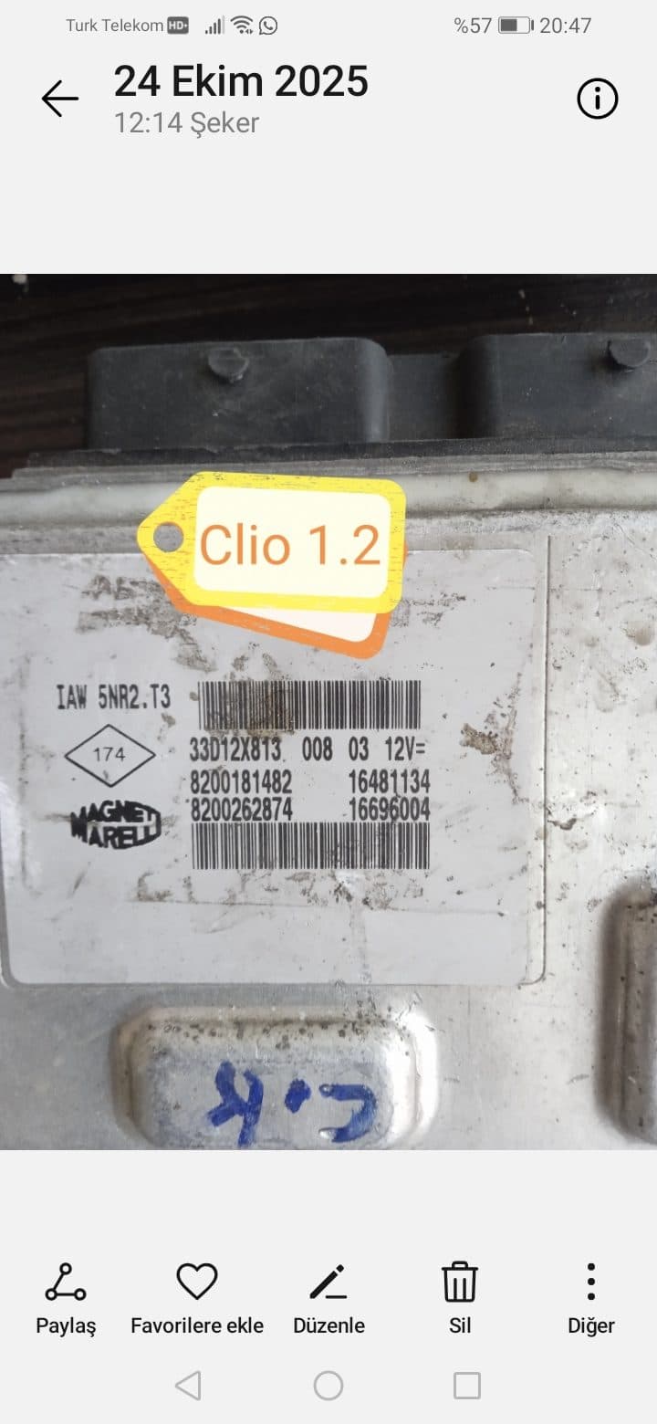 1AW 5NR2 T3 8200181482 8200262874 RENAULT CLİO 1.2 MOTOR BEYNİ - 1AW 5NR2 T3 8200181482 8200262874 - Görsel 1