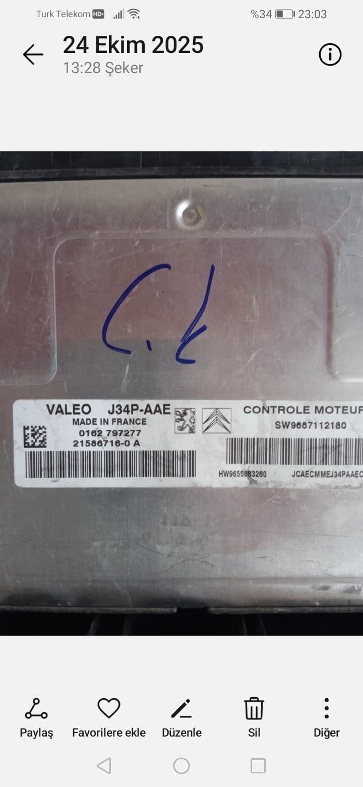 J34p aae 21586716 0a peugeot 206 citroen berlingo motor beyni - J34p aae - Görsel 1