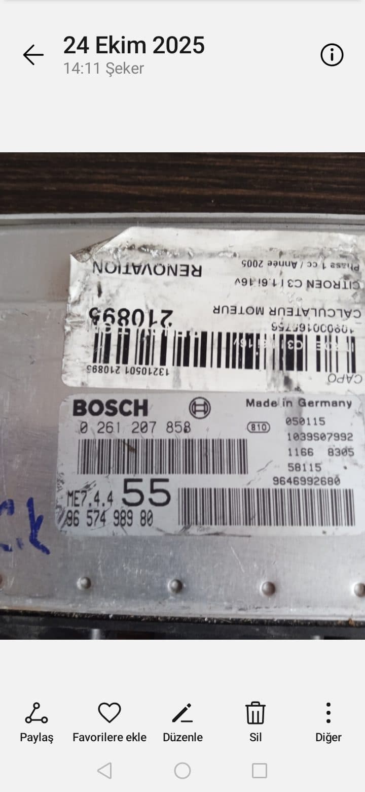0261207858 9657498980 ME7 4.4 CITROEN PEUGEOT MOTOR BEYNİ - 0261207858 ME7 4.4 9657498980 - Görsel 1