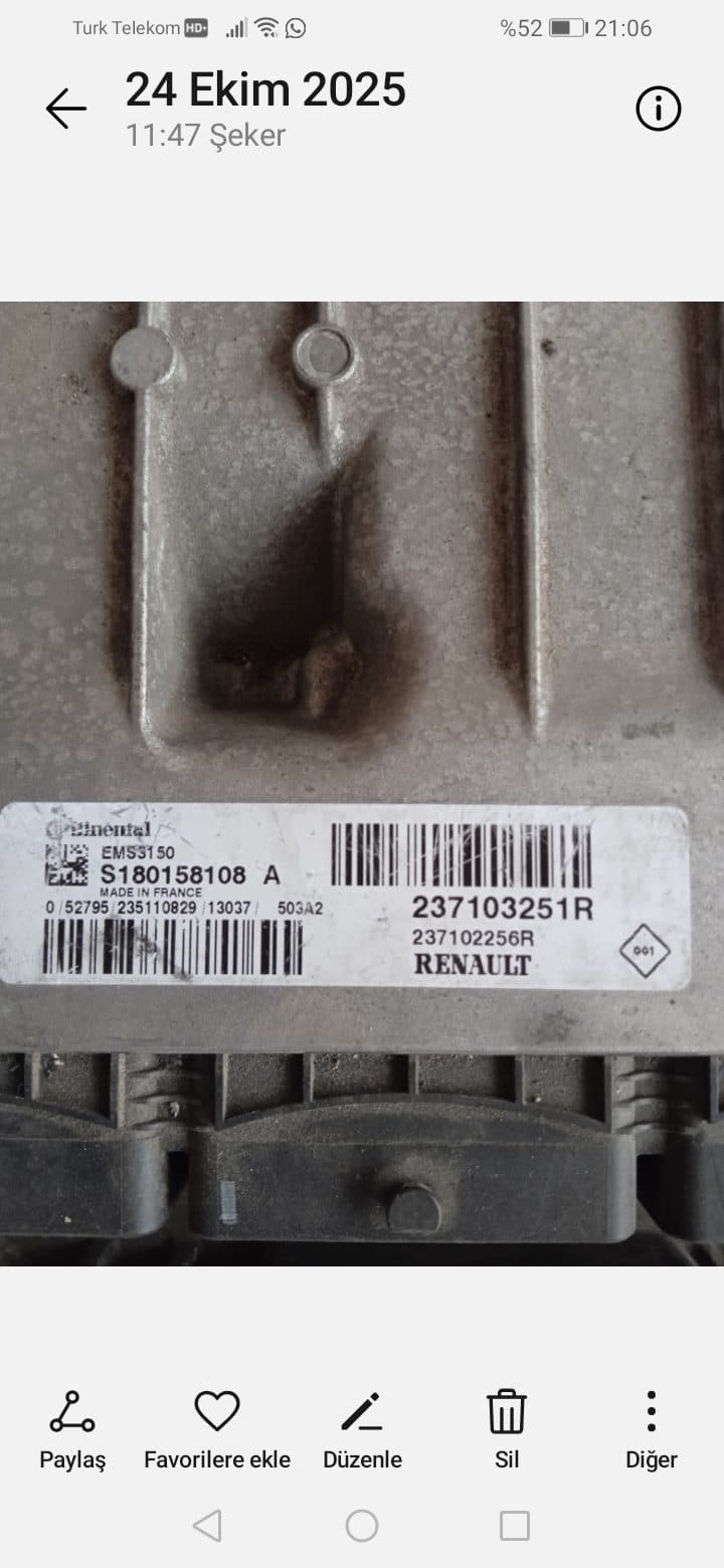 237103251R S180158108A EMS 3150 RENAULT 1.2 MOTOR BEYNİ - 237103251R S180158108A EMS 3150 - Görsel 1
