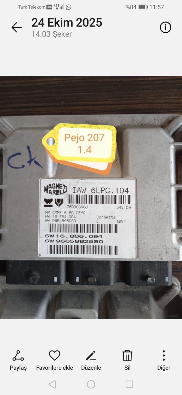 IAW 6LPC 104 9654596080 9665882580 peugeot motor beyni - IAW 6LPC 104 9654596080 9665882580 - Görsel 1