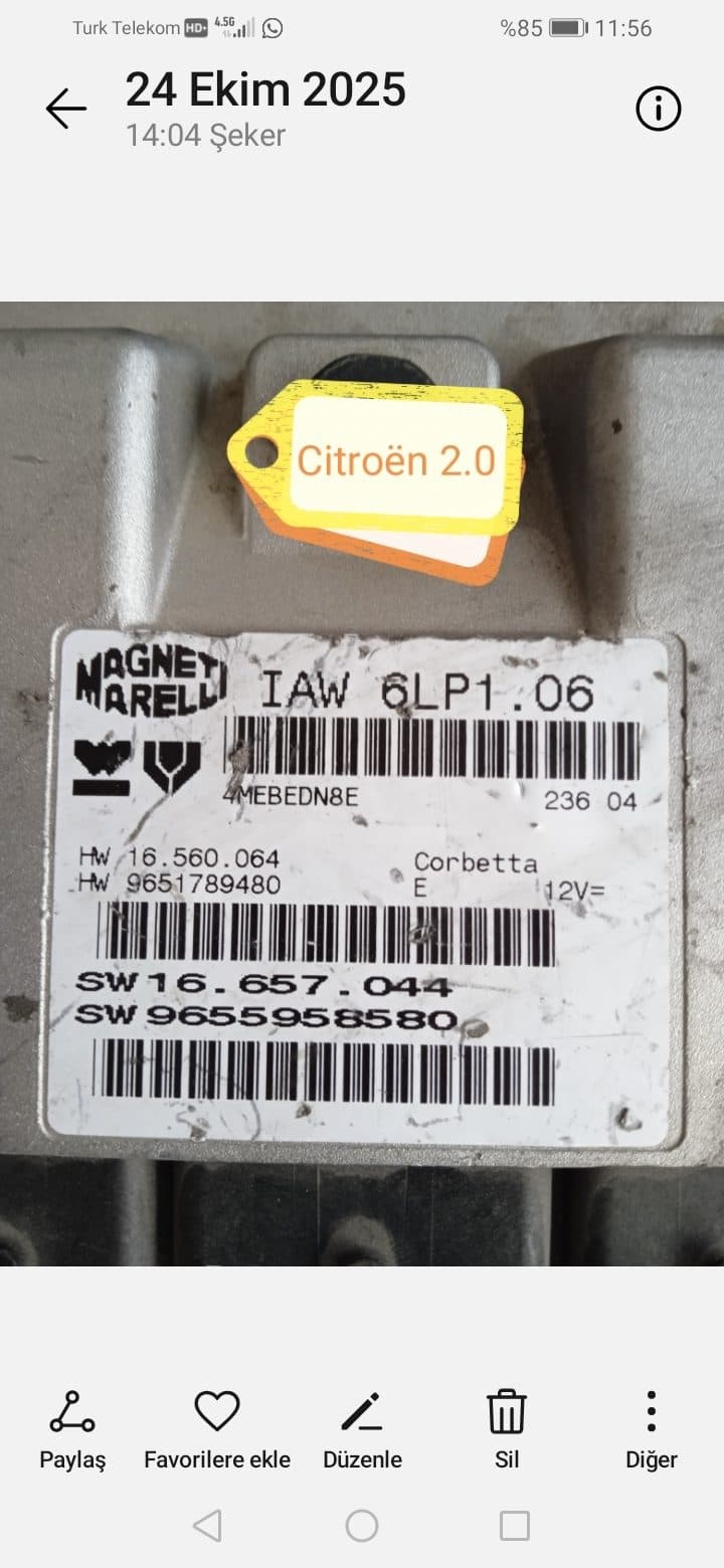 IAW 6LP1 06 9651789480 9655958580 CITROEN PEUGEOT MOTOR BEYNİ - IAW 6LP1 06 - Görsel 1