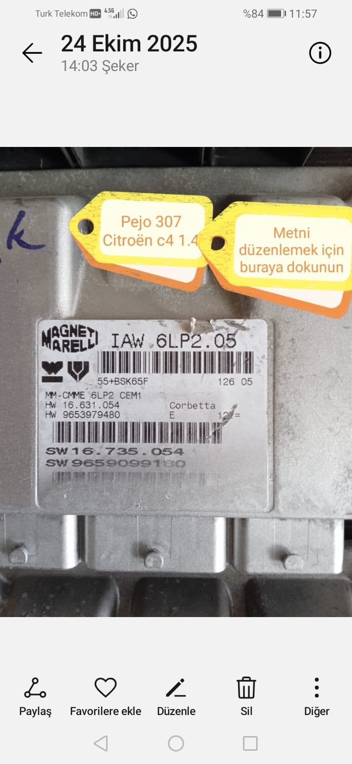 IAW 6LP2 05 9653979480 9659099180 CITROEN PEUGEOT MOTOR BEYNİ - IAW 6LP2 05 9653979480 9659099180 - Görsel 1