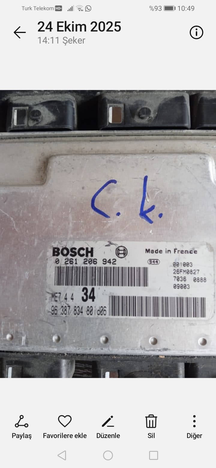 0261206942 9638783480 ME7 PEUGEOT 206 MOTOR BEYNİ - 0261206942 ME7 4.4 9638783480 - Görsel 1