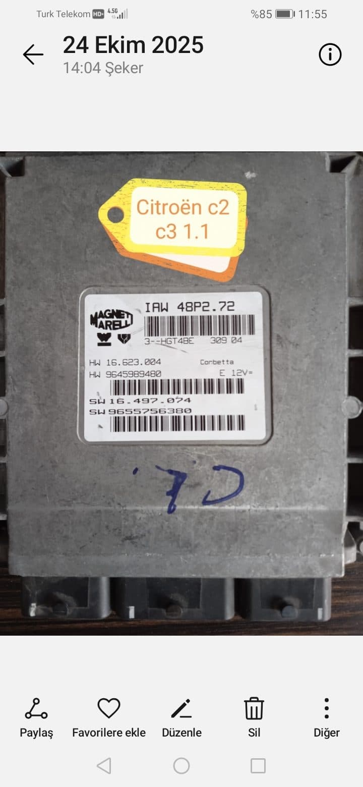 IAW 48P2 72 965989480 9655756380 CITROEN PEUGEOT MOTOR BEYNİ - IAW 48P2 72 965989480 9655756380 - Görsel 1